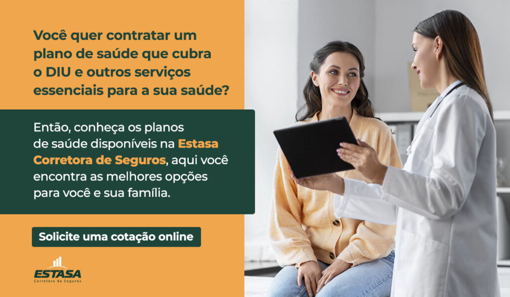 Banner direcionado para página de solicitação de cotação de plano de saúde, localizado no conteúdo sobre DIU.